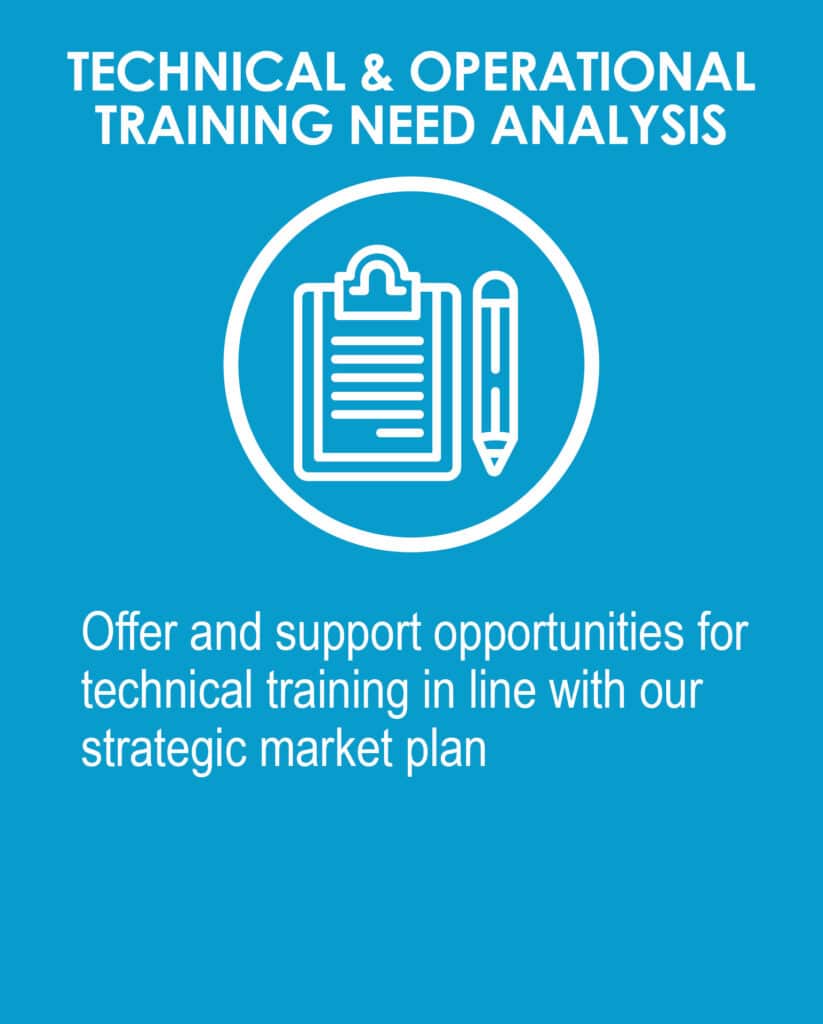 Technical & Operational Training Need Analysis. Offer and support opportunities for technical training in line with our strategic market plan.