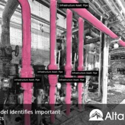 3D scanning and digital twins pipes in pink with black and white photo