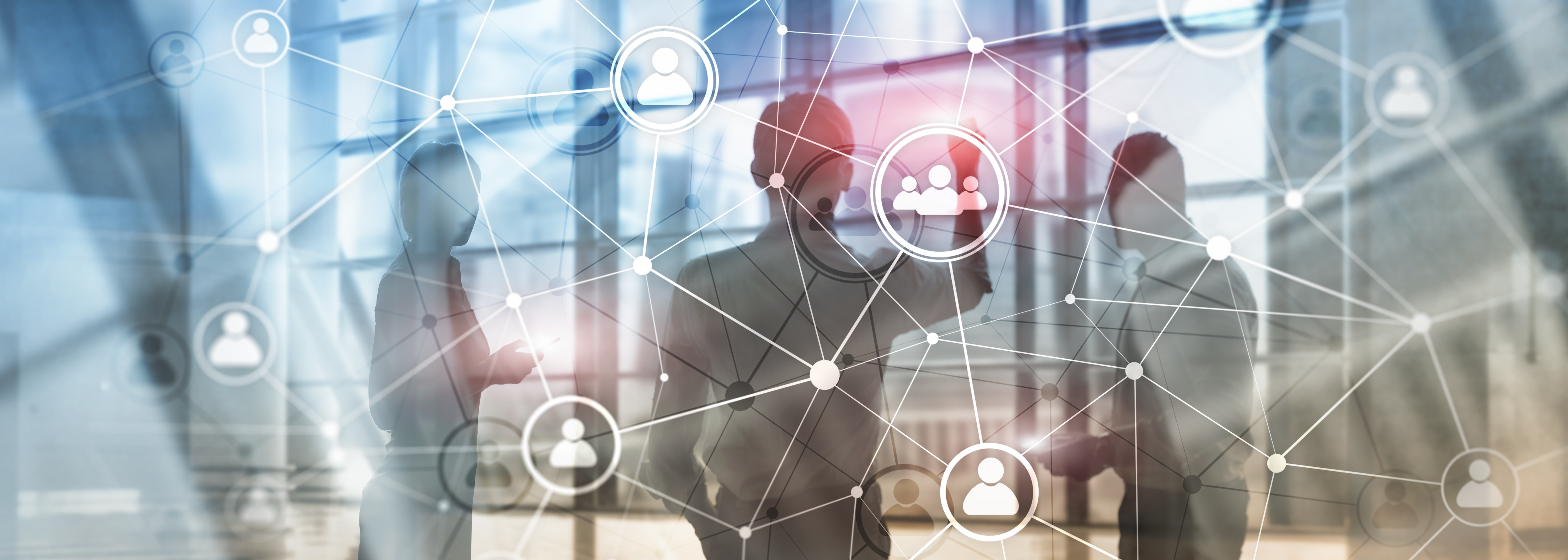 Double exposure people network structure HR - Human resources management and recruitment concept