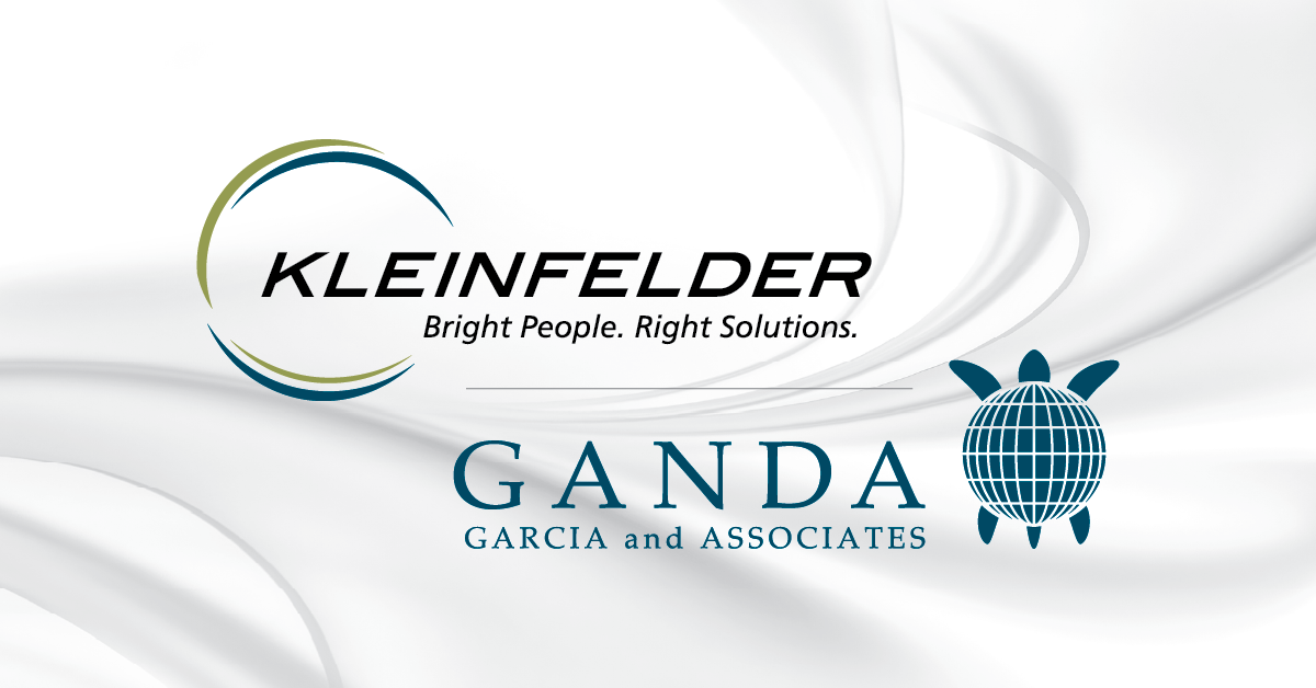KLF-GA_collocated-logo2 Kleinfelder and GANDA logos on white marble background